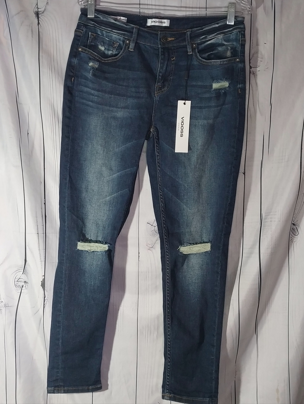 Vigoss Thompson Tomboy Distressed Casual  Blue Skinny Jeans NWT